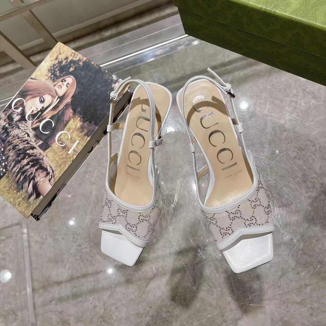 Gucci Women's GG Slingback Mid-Heel Pump White For Women GG