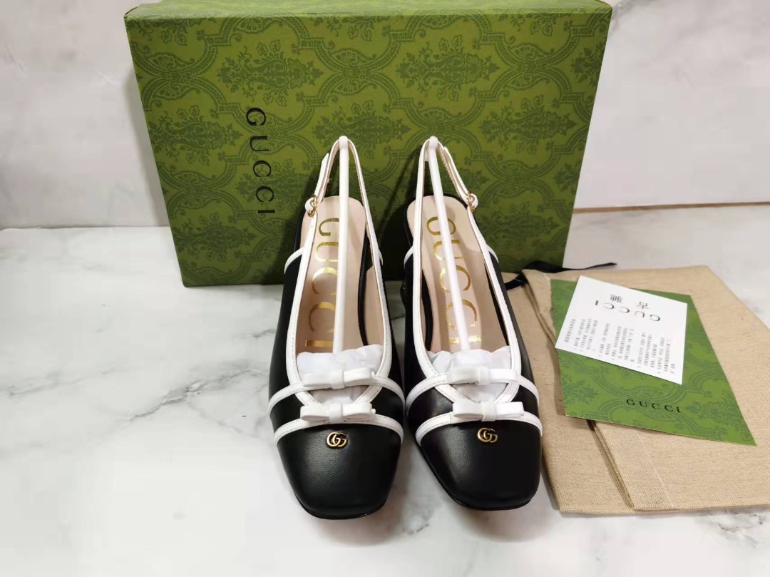 Gucci Women's Two-Tone Bow Pumps Black For Women GG