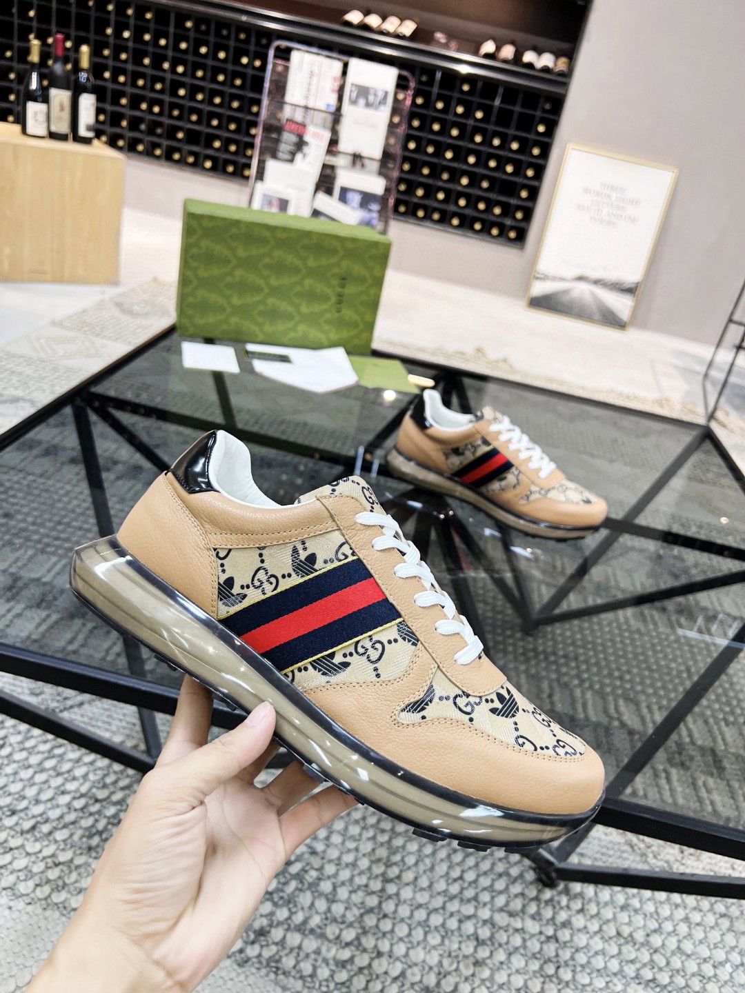Gucci x Adidas Men's GG Sneakers With Web Beige For Men