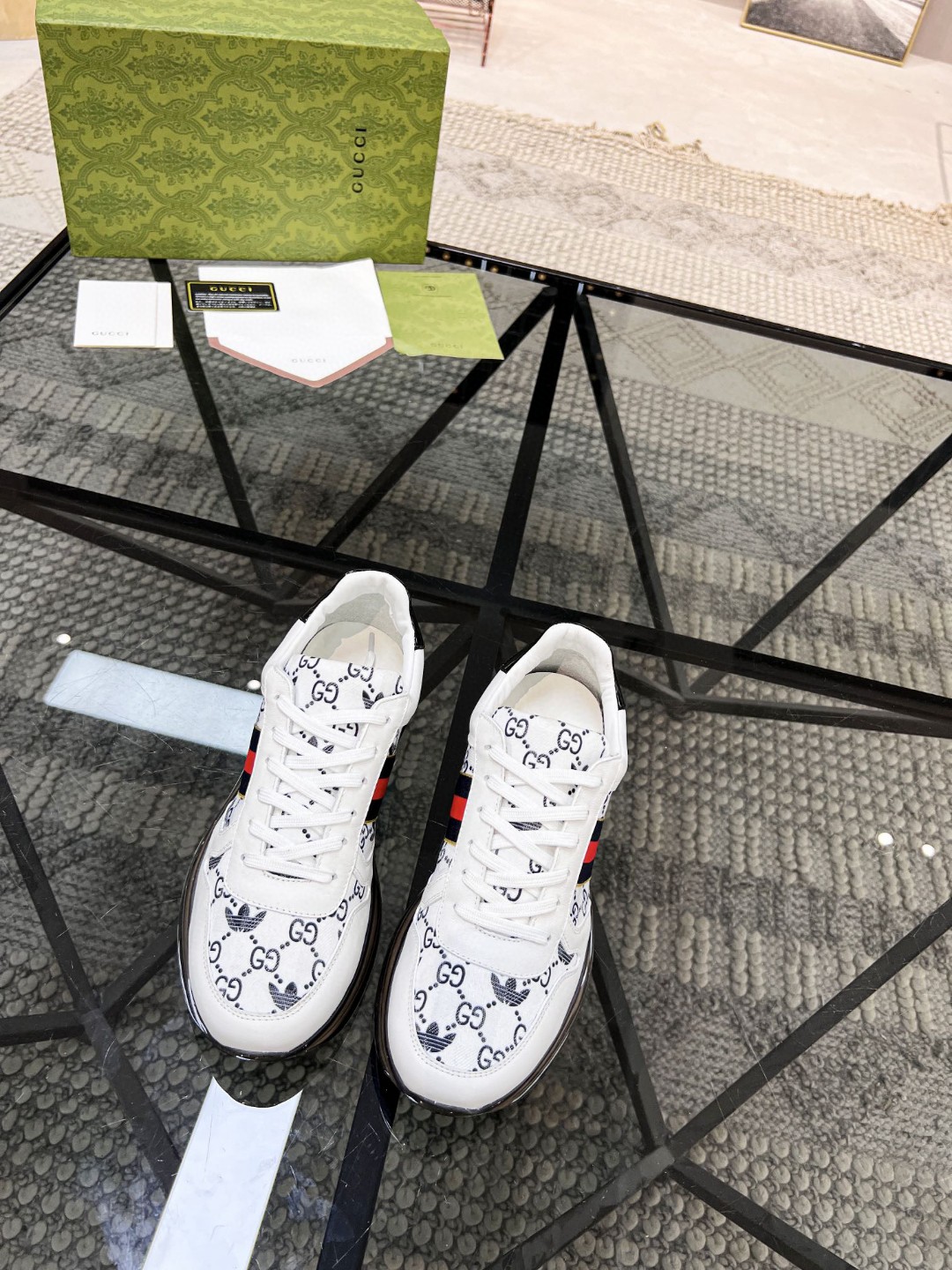 Gucci x Adidas Men's GG Sneakers With Web White For Men