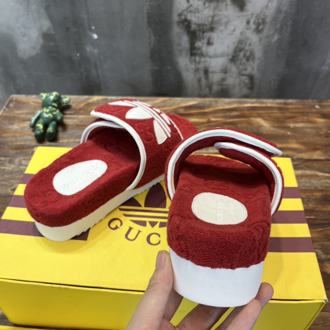 Gucci x Adidas Men's Sandal With Platform And GG Red For Men 702412 UU010 6560