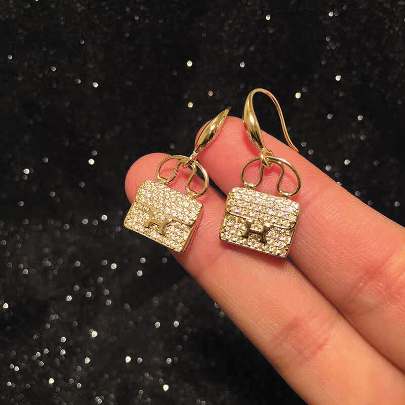 Hermes Amulettes Constance Earrings Gold Tone For Women