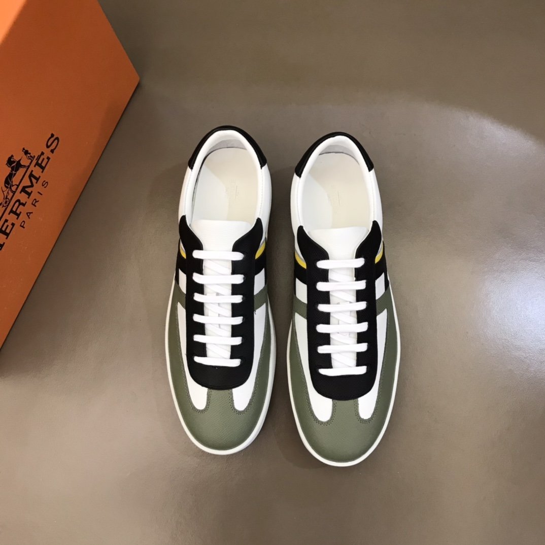 Hermes Boomerang Sneaker White/Green/Black For Men H211861ZHLN400