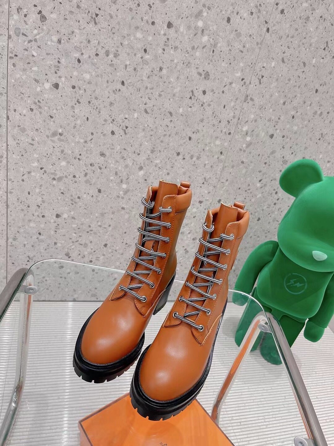 Hermes Bridge Ankle Boots Brown For Women