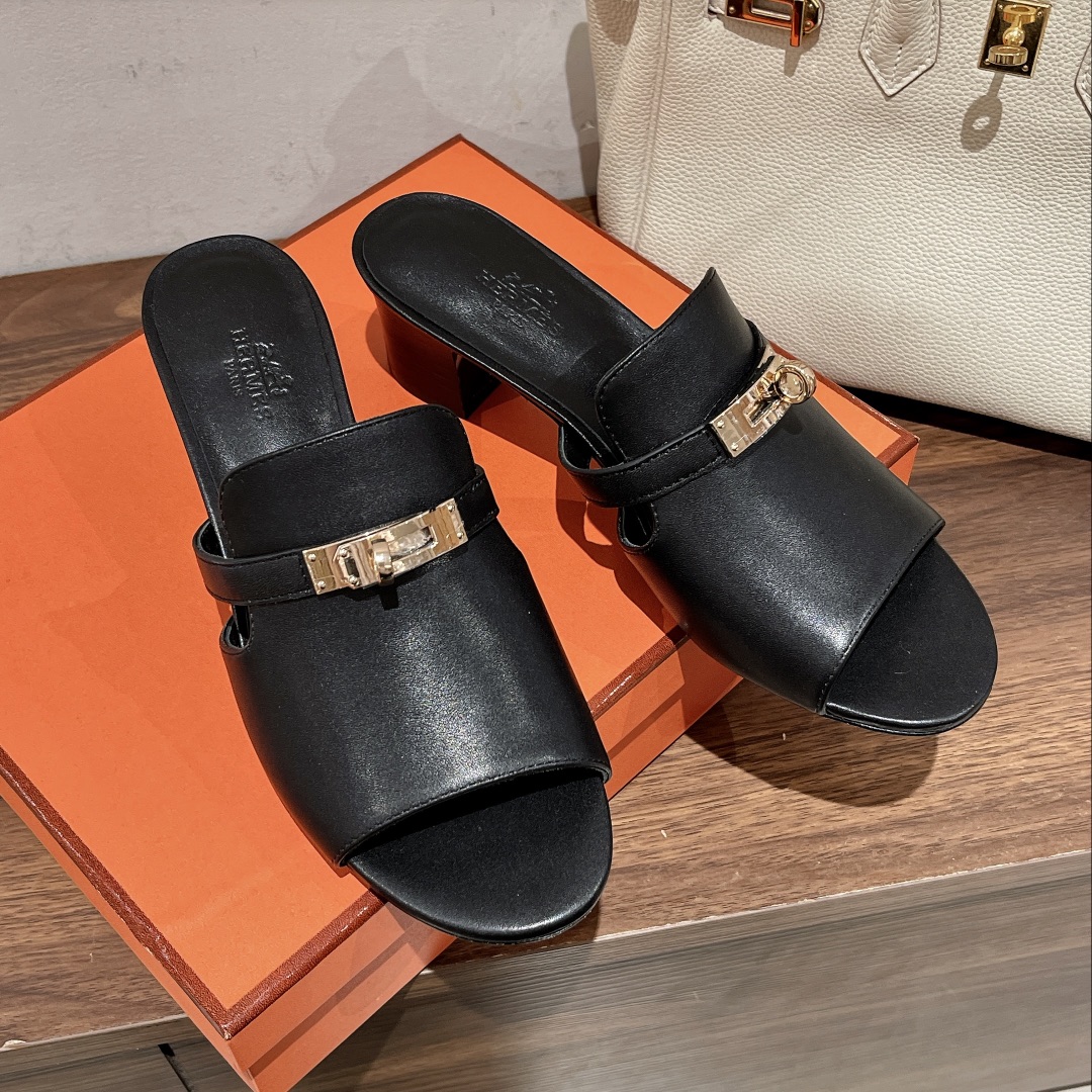 Hermes Candy Sandal Black For Women H222191Z 02350