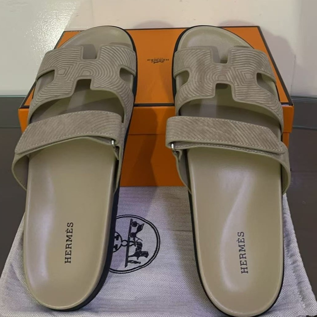 Hermes Chypre Sandals Dark Beige For Men