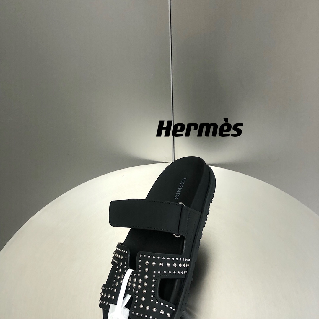 Hermes Chypre Sandal Black For Men