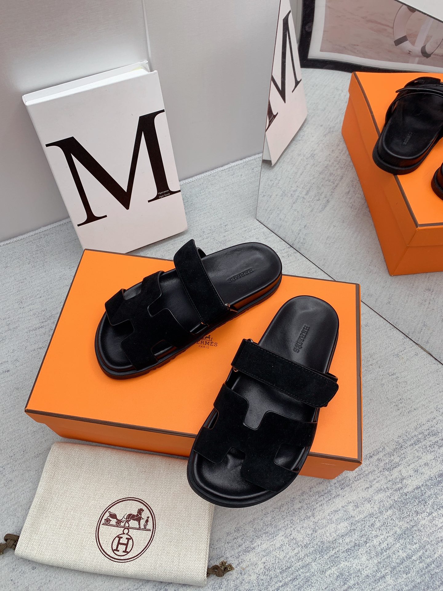 Hermes Chypre Sandal Black For Men