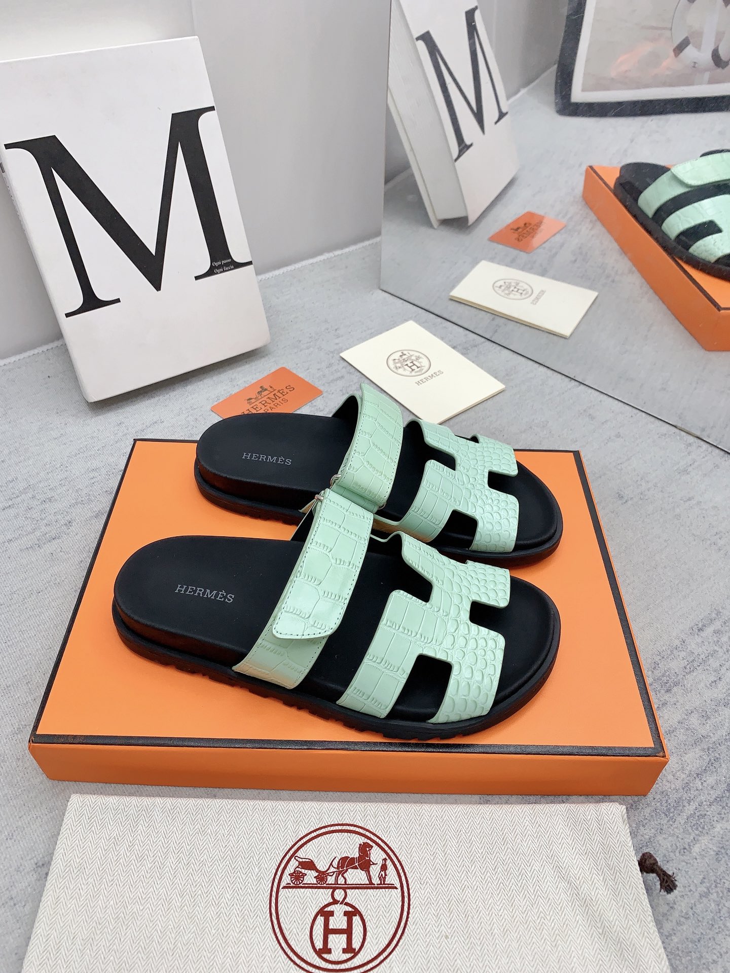Hermes Chypre Sandal Jade Green For Men