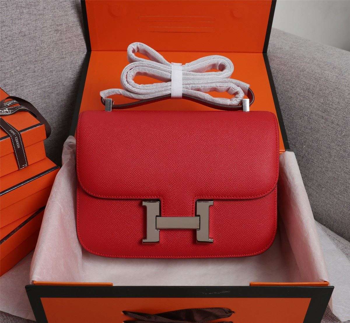 Hermes Constance Handbag Red For Women 22cm/8.7in -
