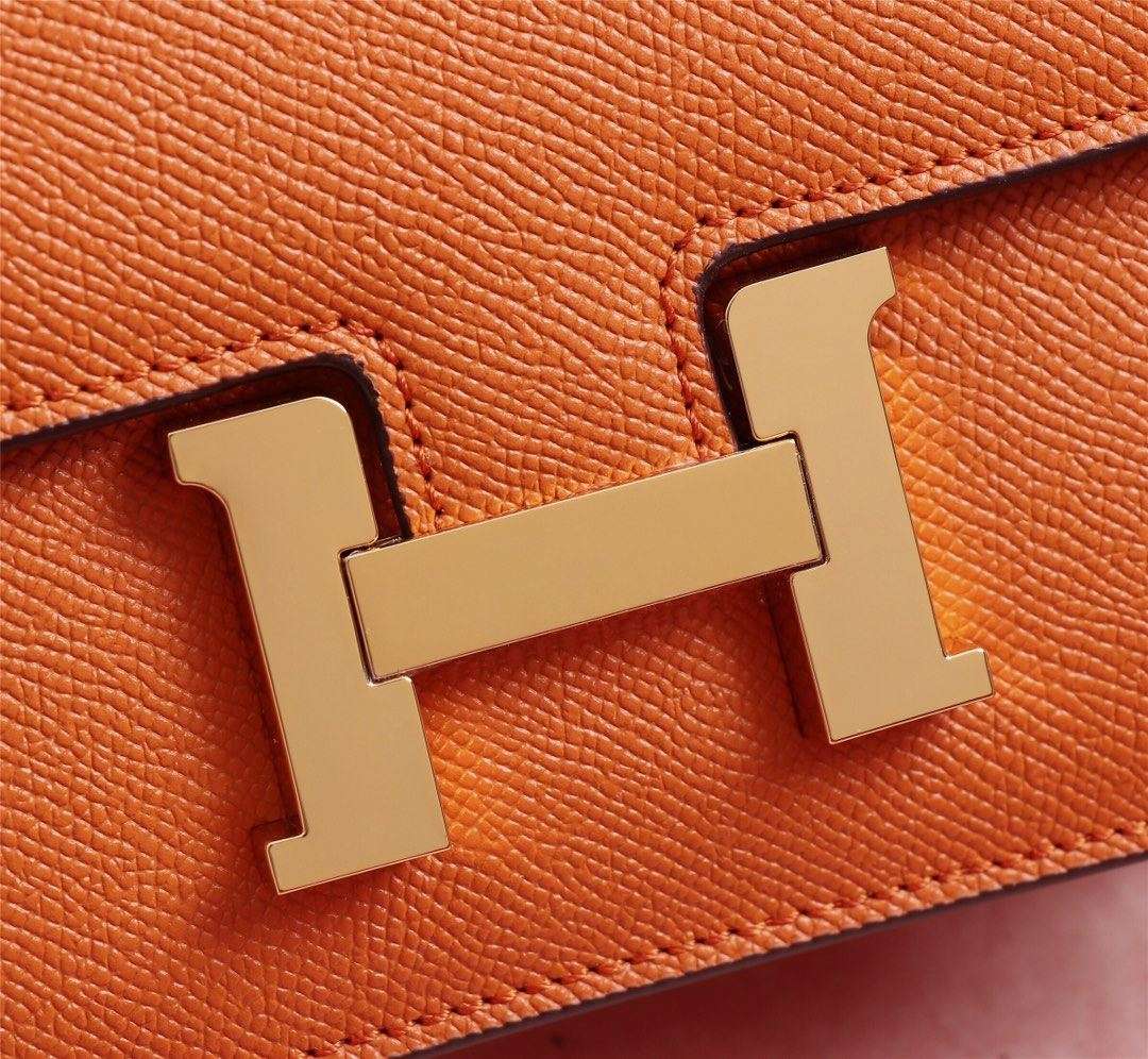 Hermes Constance 18 Crossbody Bag 7.1in/ 18cm Orange Gold Hardware For Women -