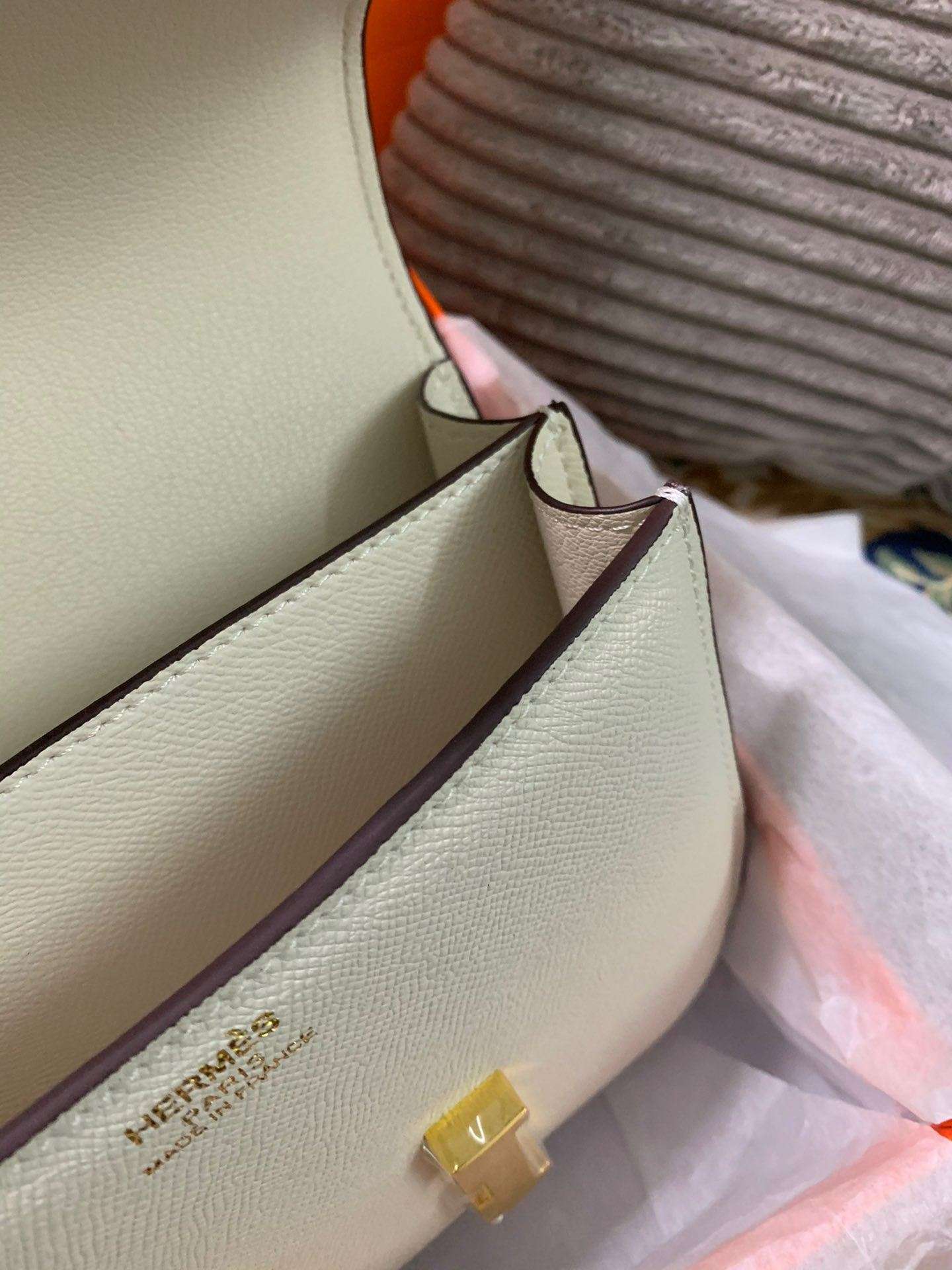 Hermes Constance 18 Crossbody Bag 7.1in/ 18cm White Gold Hardware For Women -