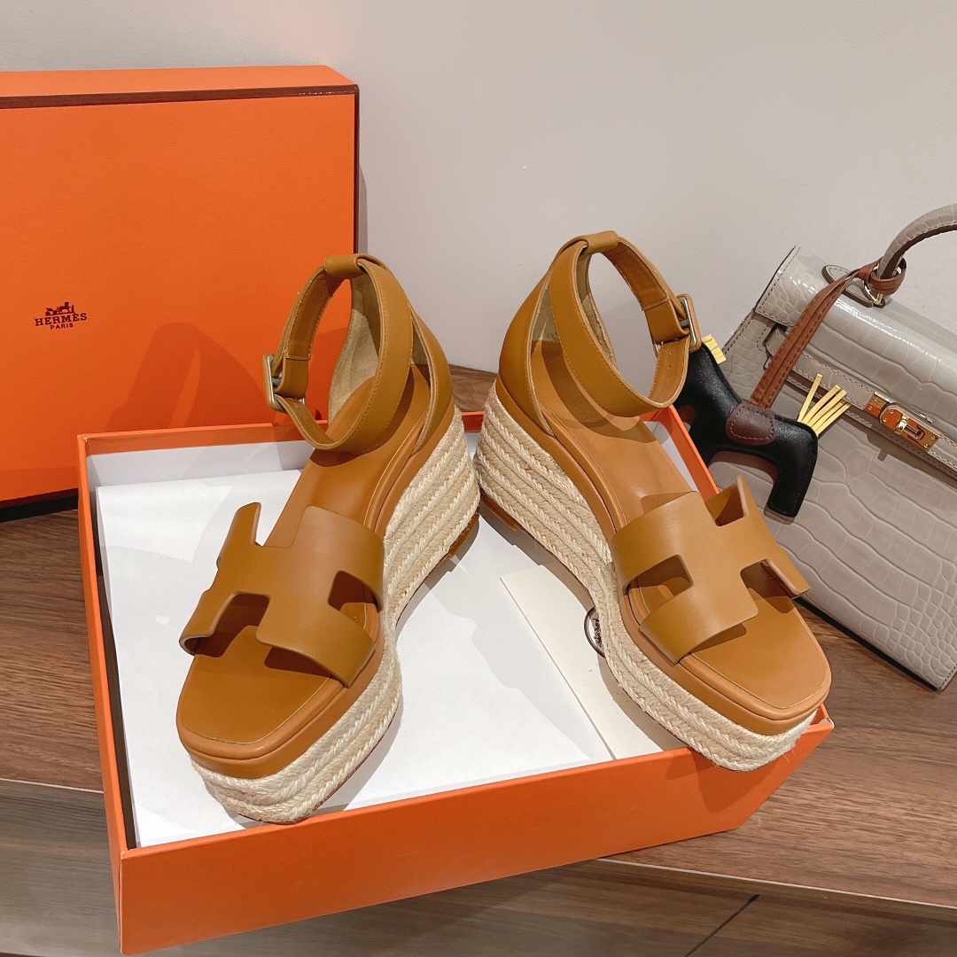 Hermes Doll 40 Espadrilles Brown For Women 1.6in/4cm