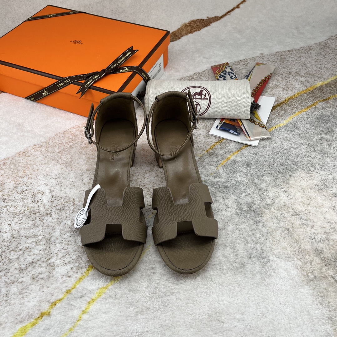Hermes Encens 50 Sandal Dark Greige For Women