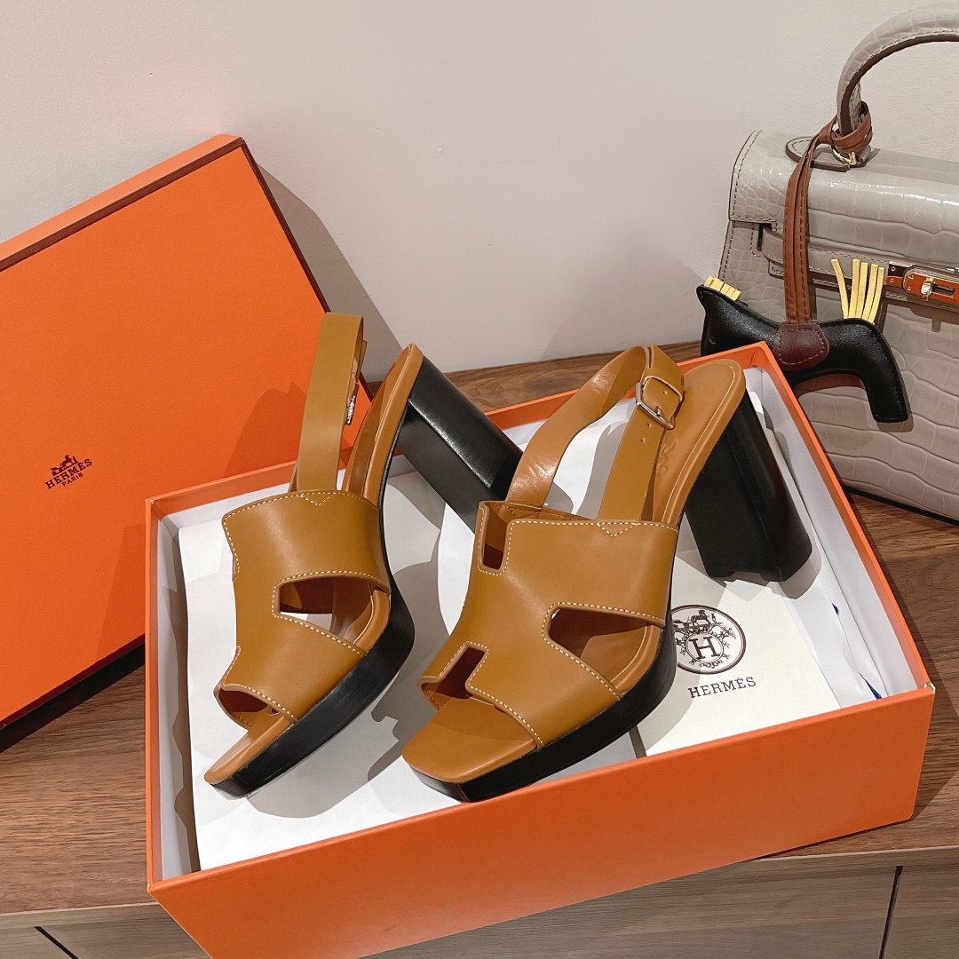 Hermes Eris 90 Sandal Brown For Women