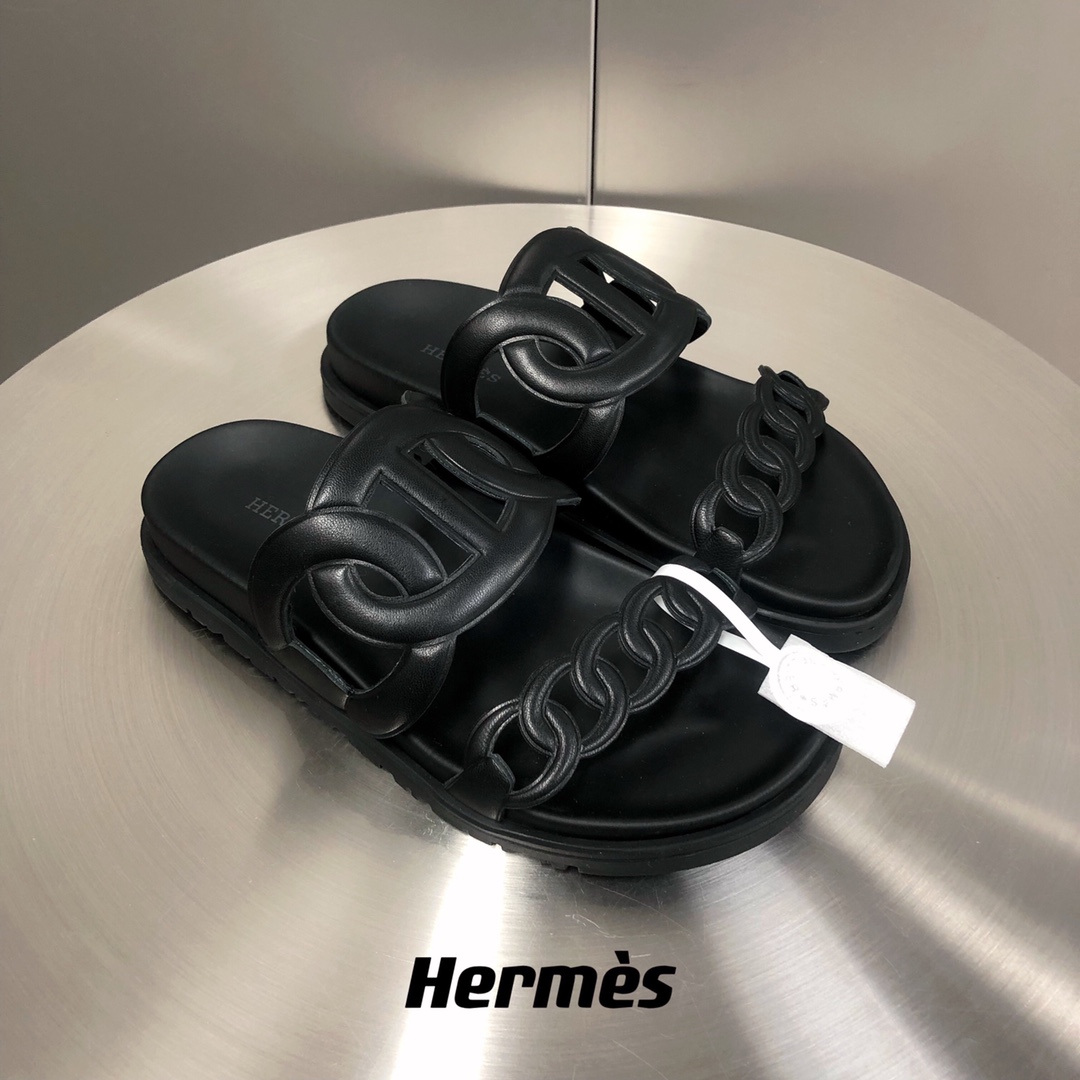 Hermes Extra Sandal Black For Men