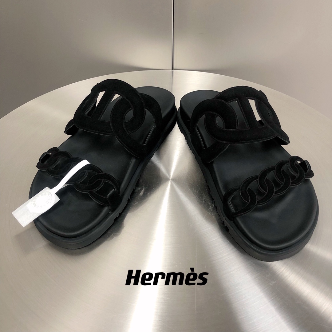 Hermes Extra Sandal Black For Men