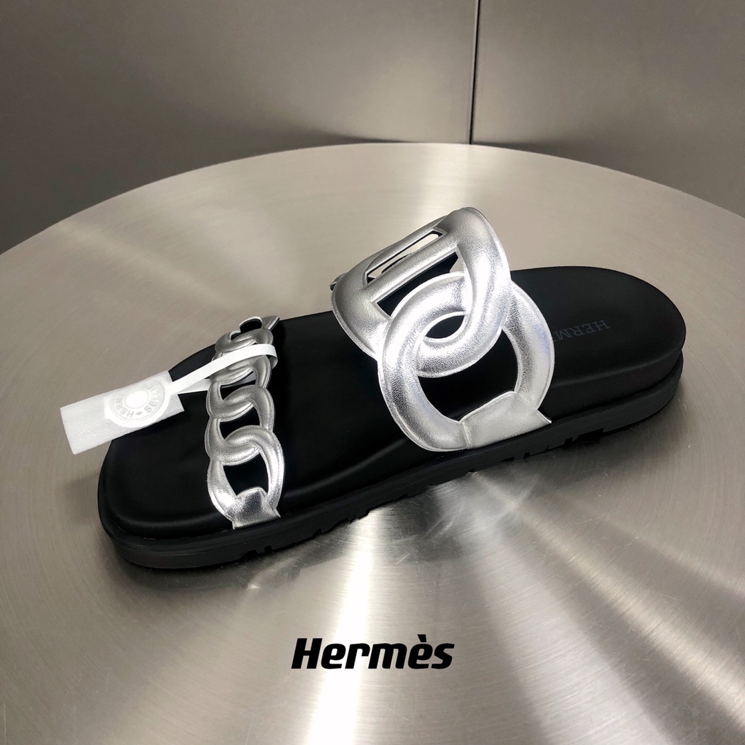 Hermes Extra Sandal Silver For Men