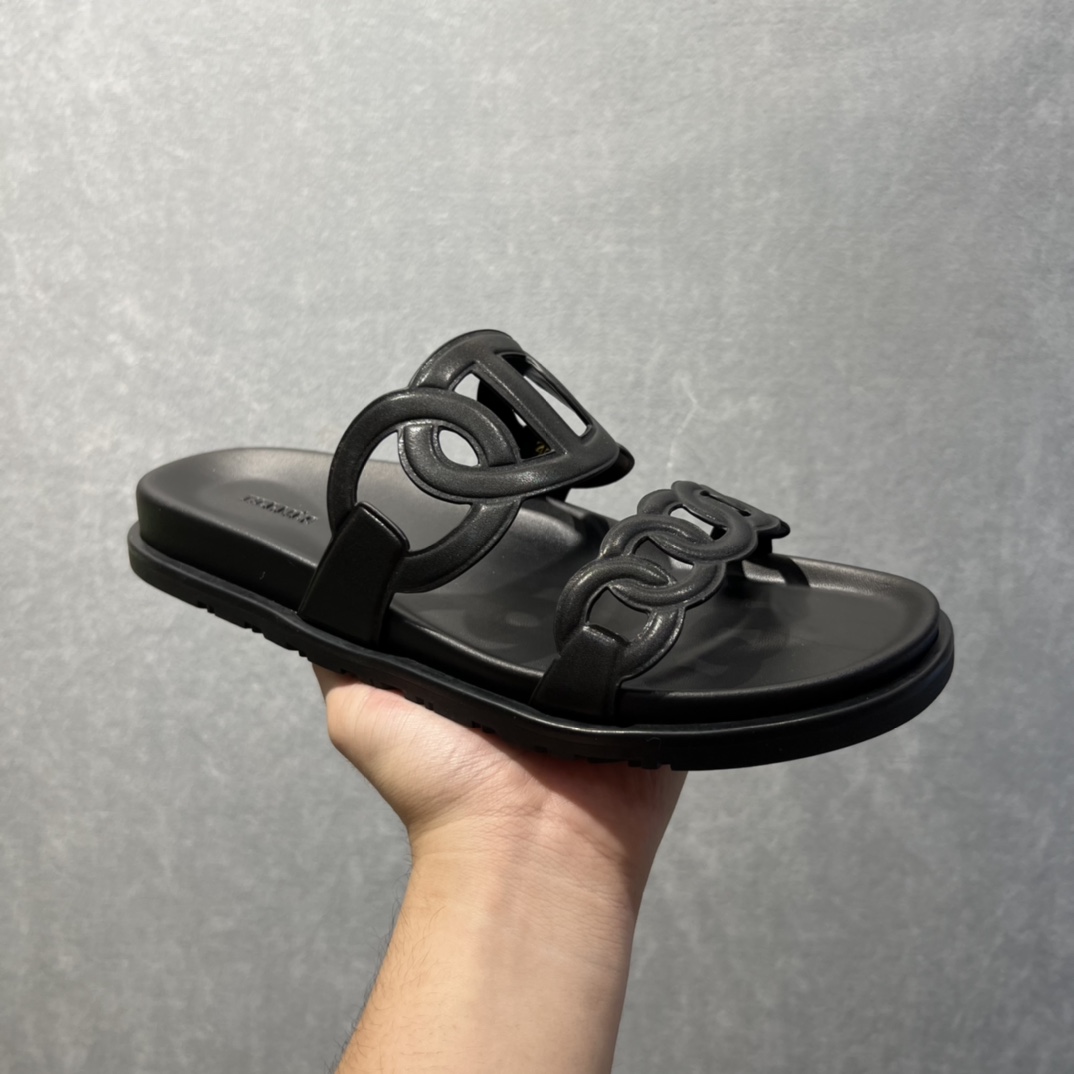 Hermes Extra Sandals Black For Men