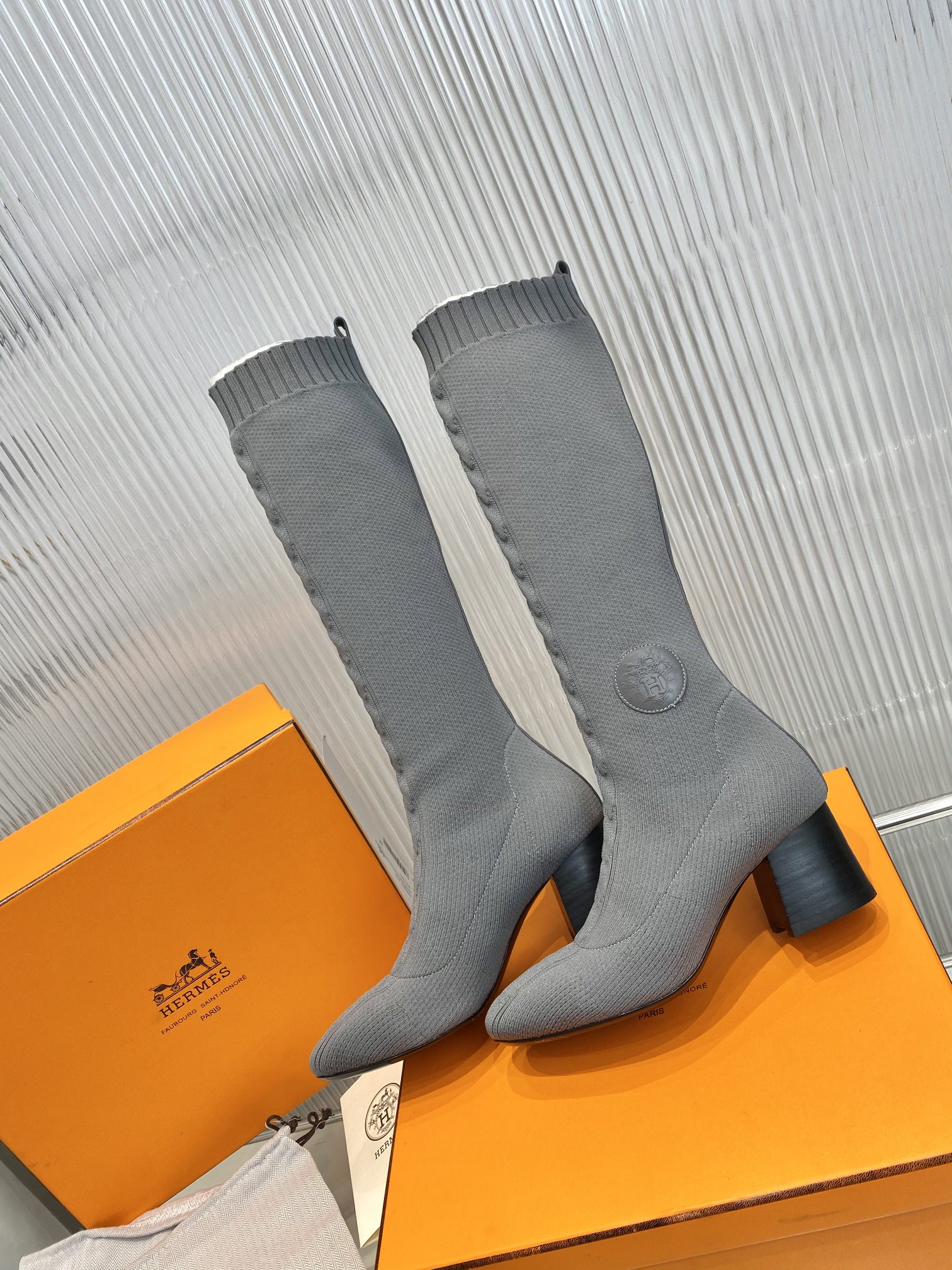 Hermes Fontaine 60 Boots Gray For Women