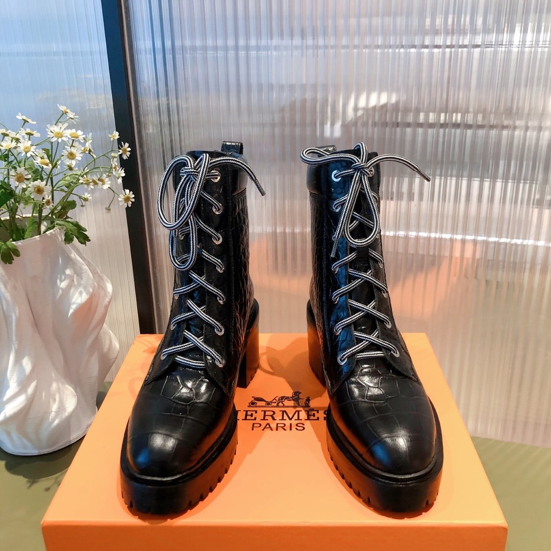 Hermes Fresh Ankle Boots Black For Women 1.6in/4cm