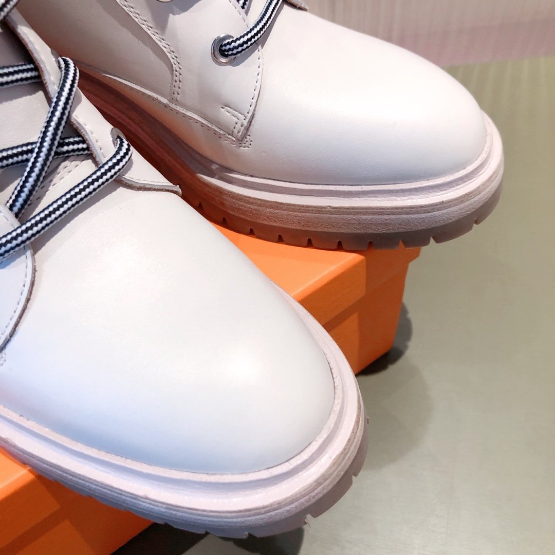 Hermes Fresh Ankle Boots White For Women 1.6in/4cm