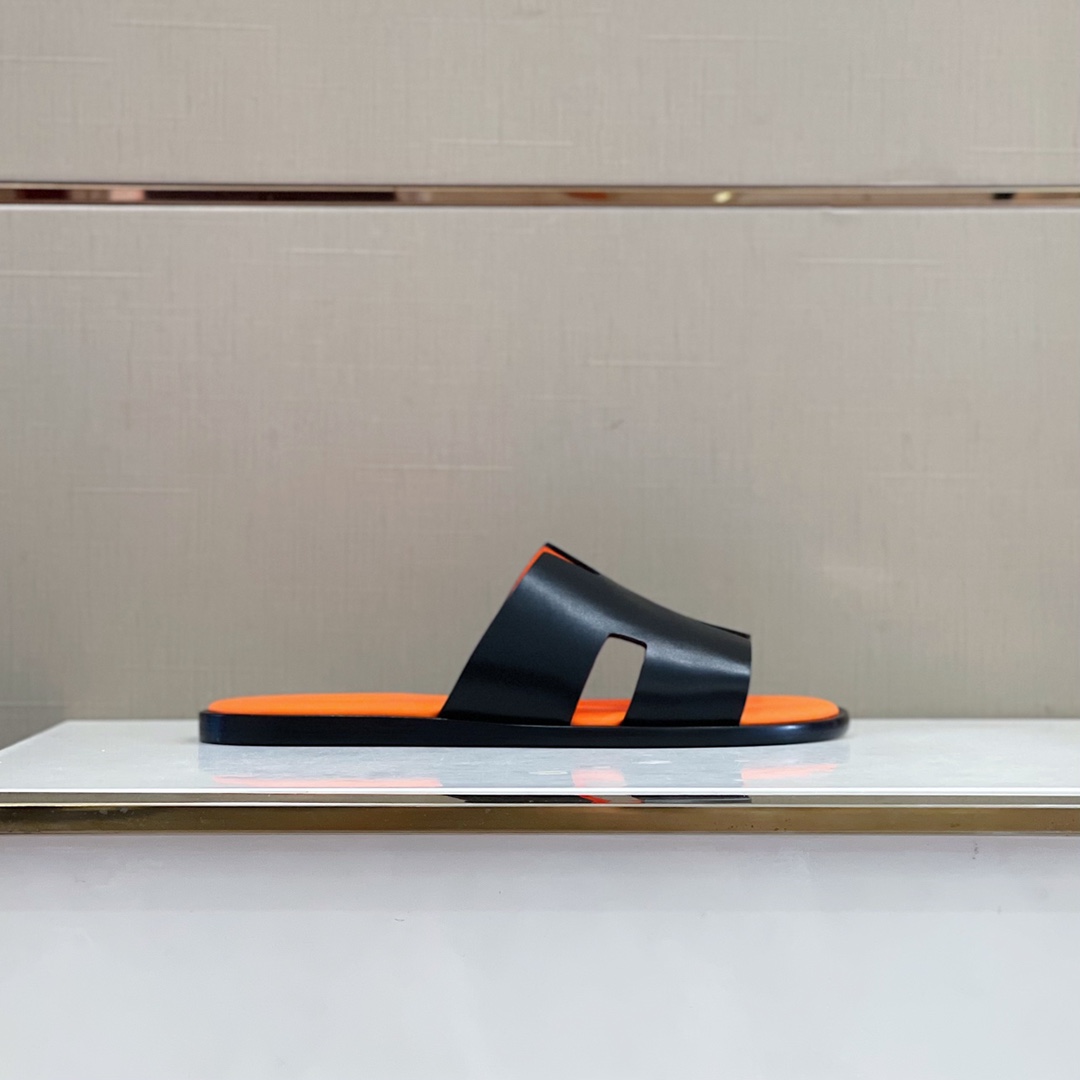 Hermes Izmir Sandals Black/ Orange For Men