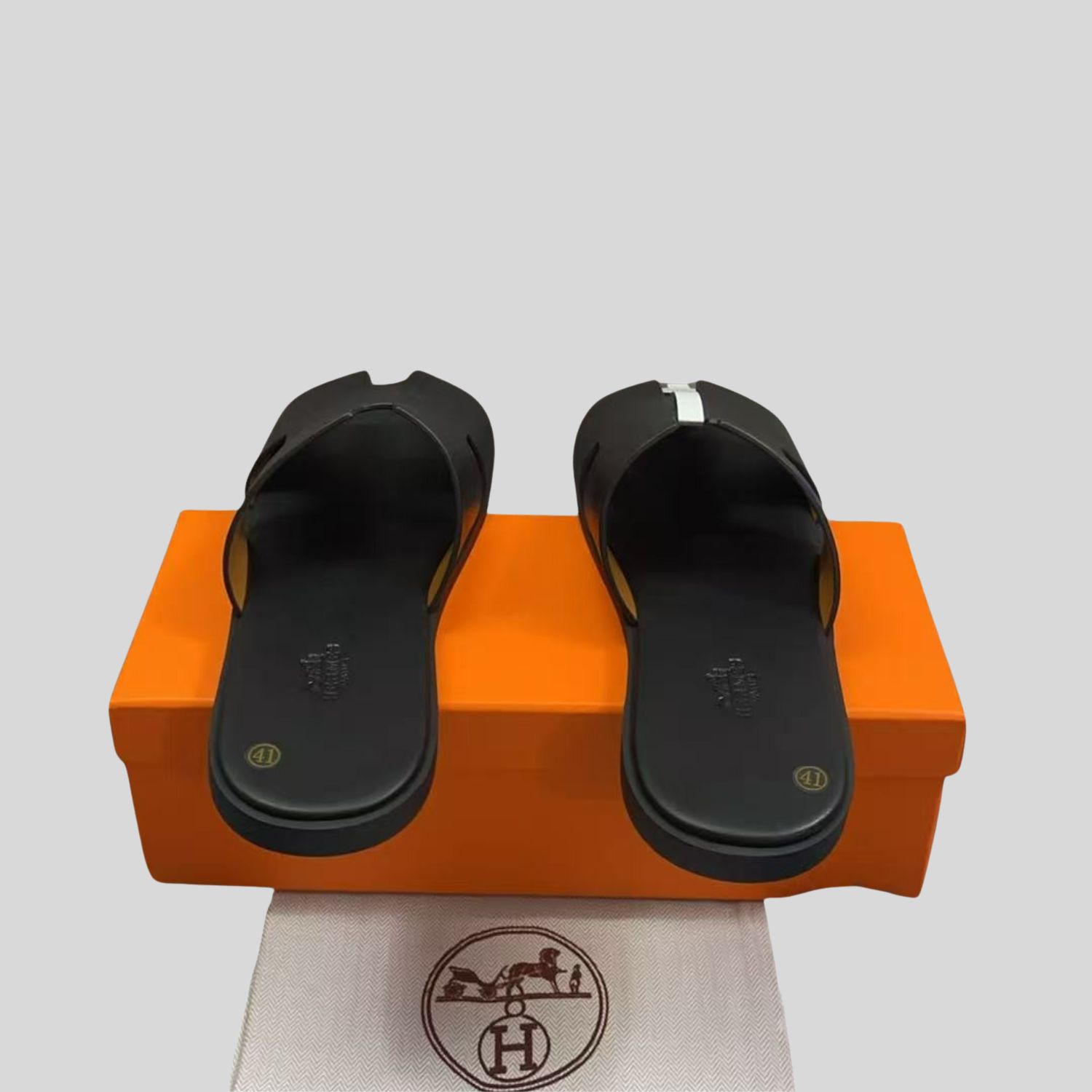 Hermes Izmir Sandals Black For Men H041141ZH01425