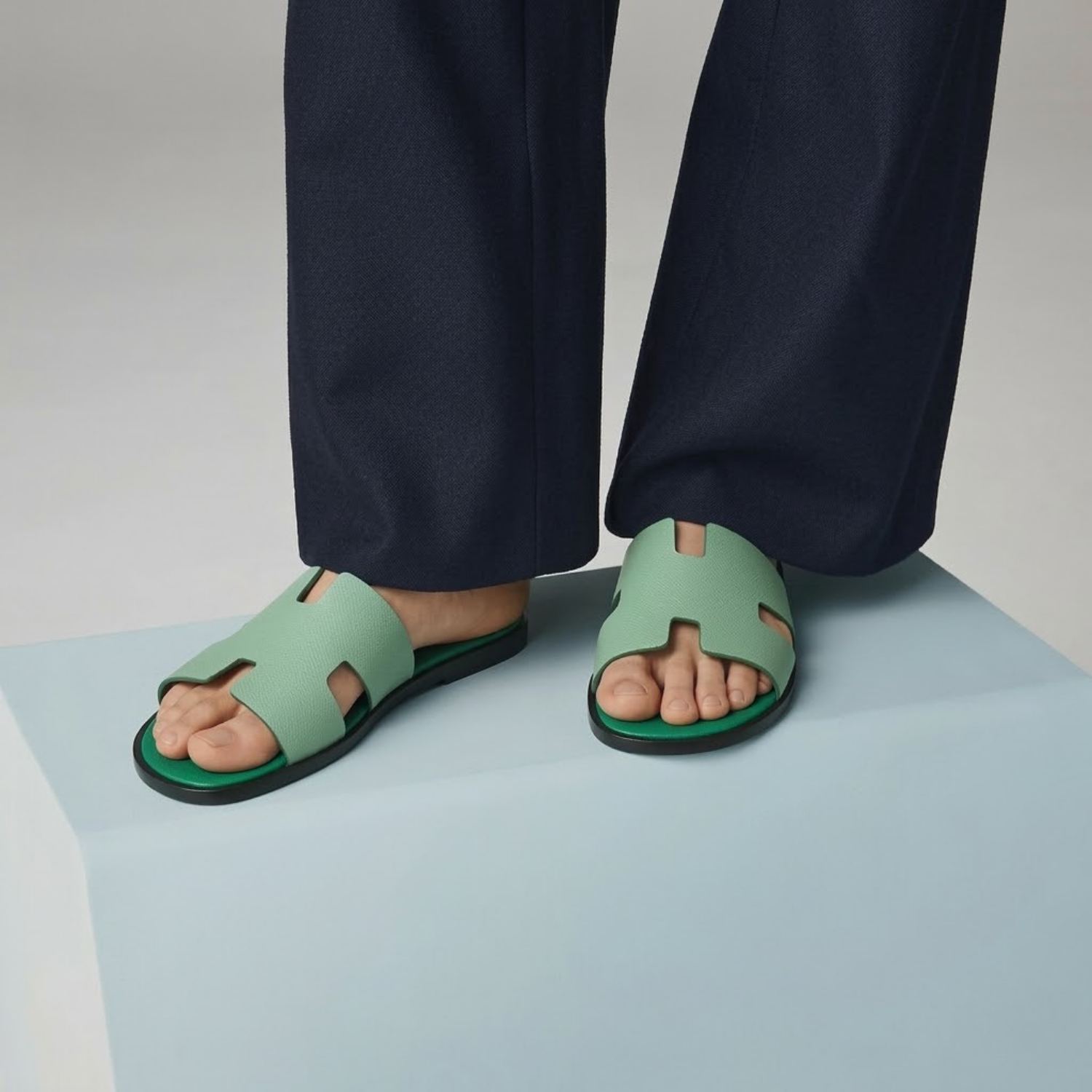 Hermes Izmir Sandals Green For Men