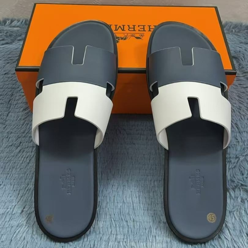 Hermes Izmir Sandals Navy Blue/ White For Men