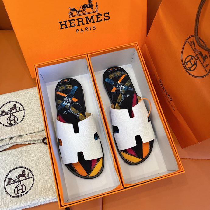 Hermes Izmir Sandals White/ Multicolor For Men