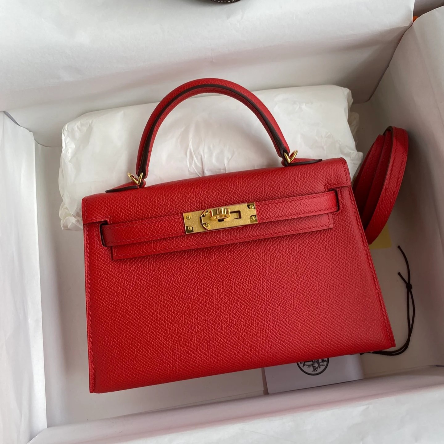 Hermes Kelly Mini Top Handle Bag 7.5in/ 19cm Rouge Epsom Gold Hardware For Women