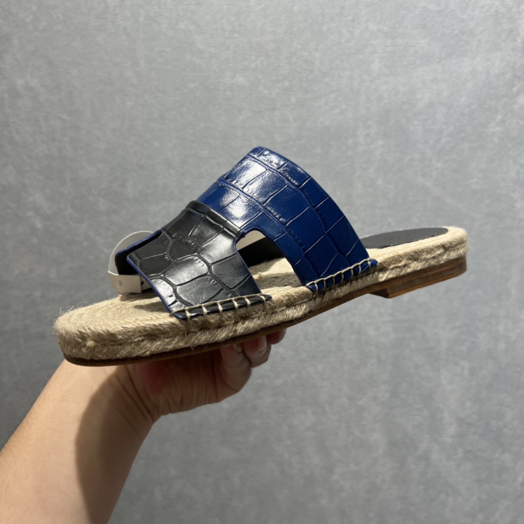 Hermes Old Espadrilles Black And Blue For Men