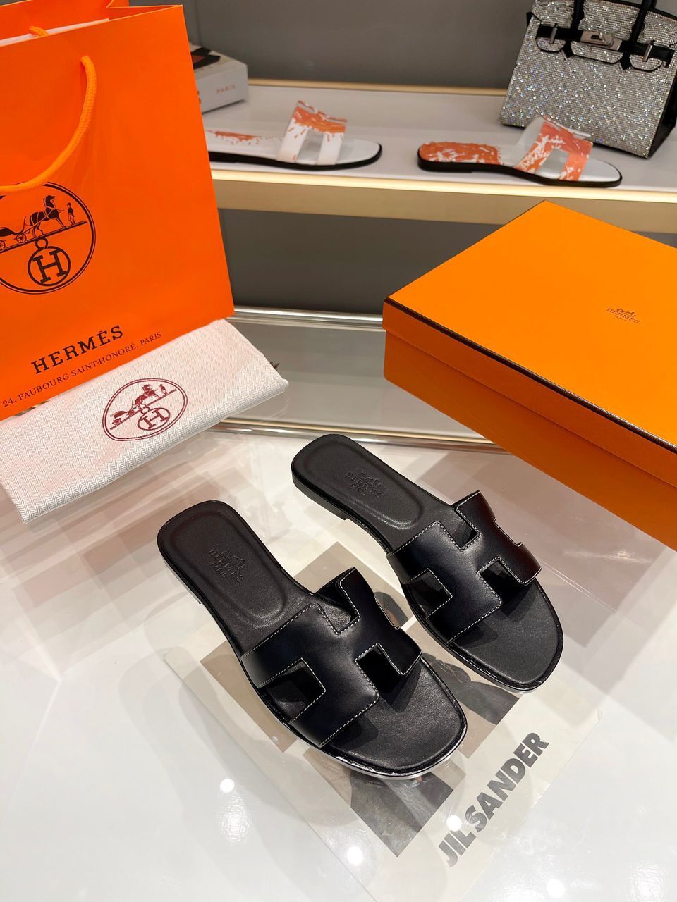 Hermes Oran Sandal Black For Women, Women's Shoes