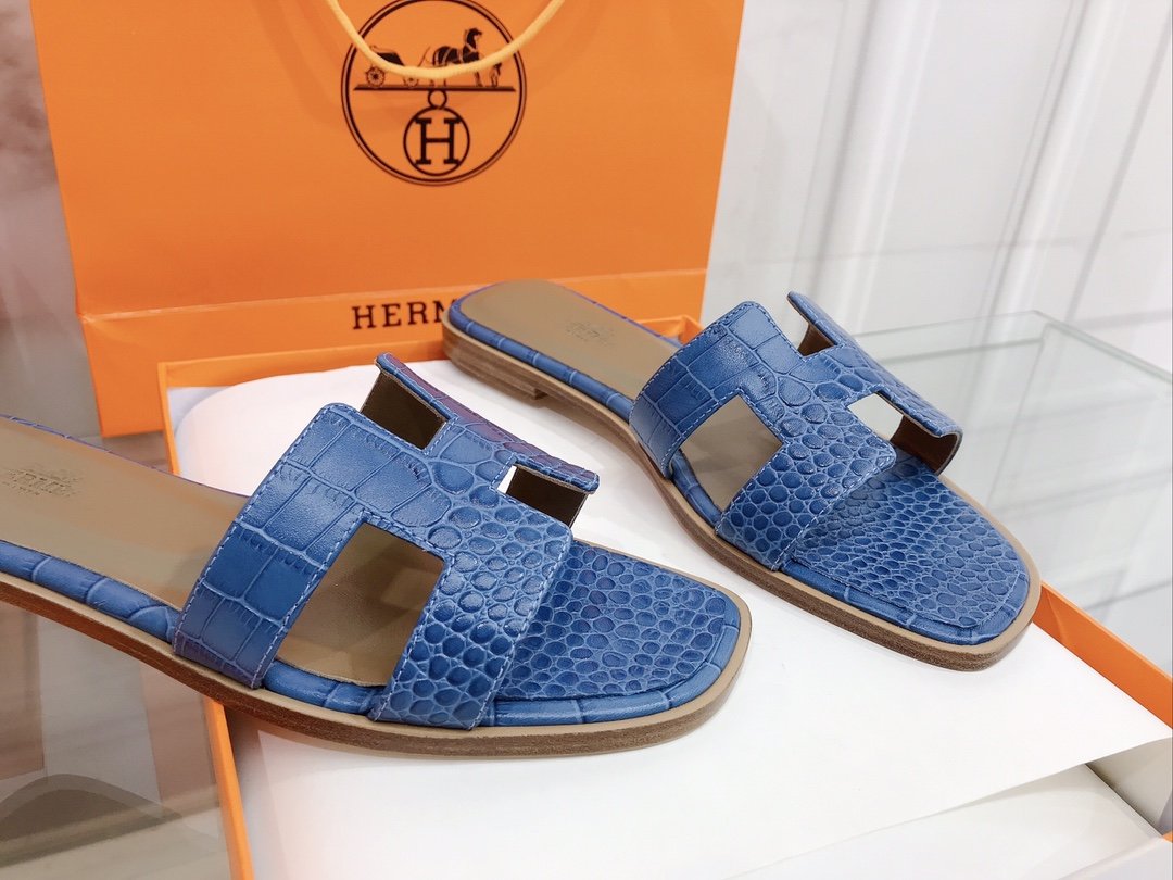 Hermes Oran Sandal Blue For Women, Women's Shoes