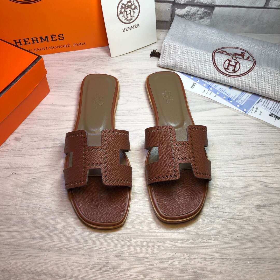 Hermes Oran Sandal Dark Brown For Women