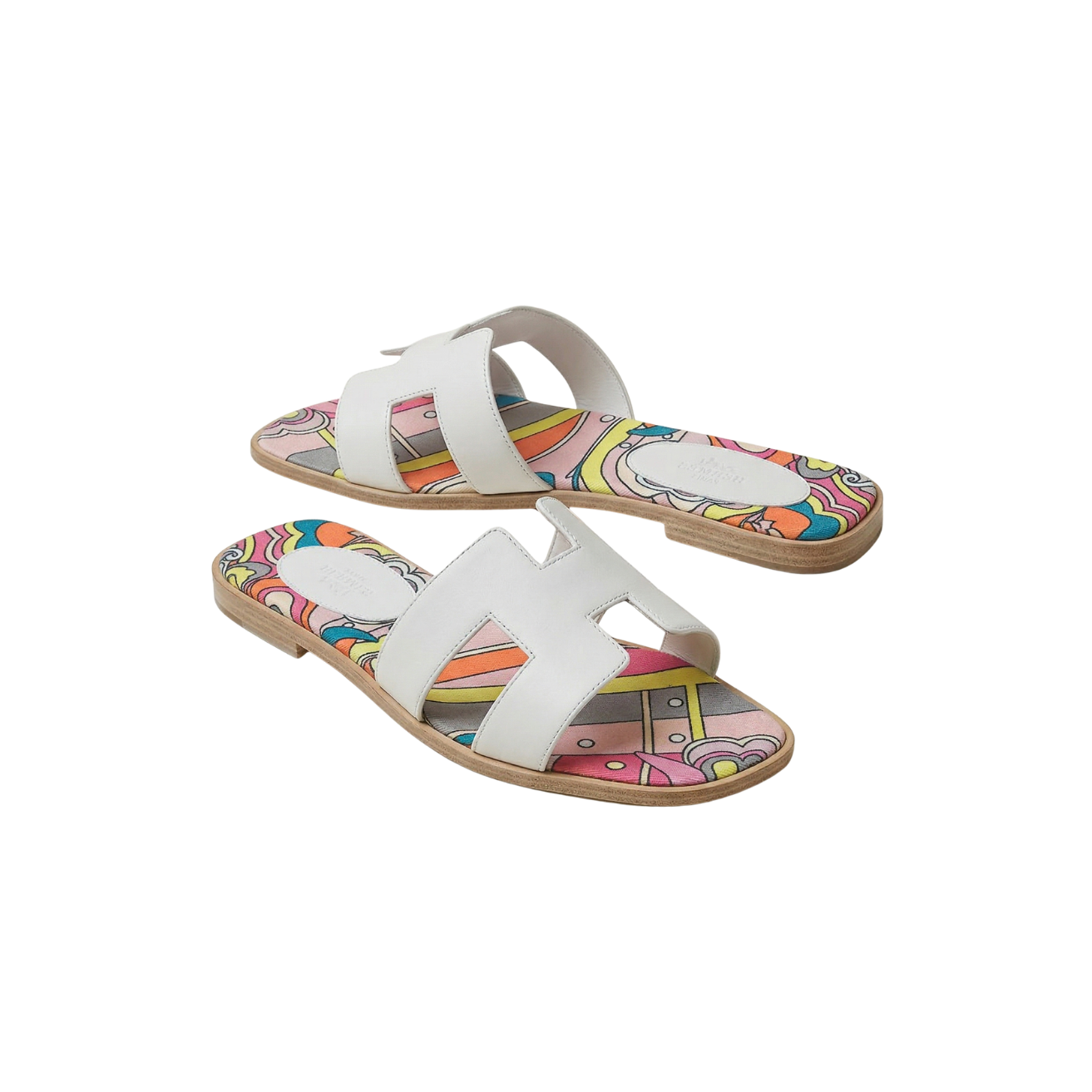 Hermes Oran Sandals White/ Multicolor For Women