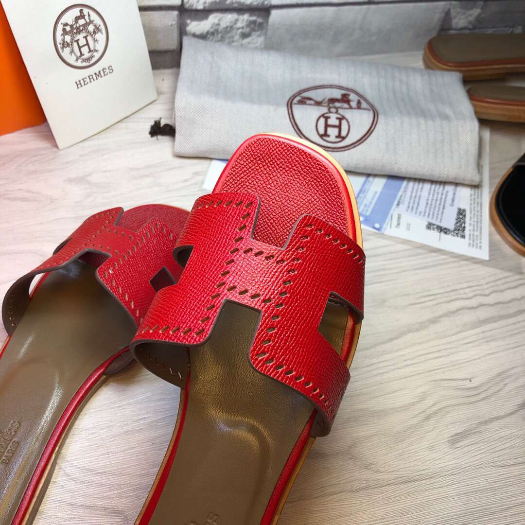 Hermes Oran Sandal Red For Women