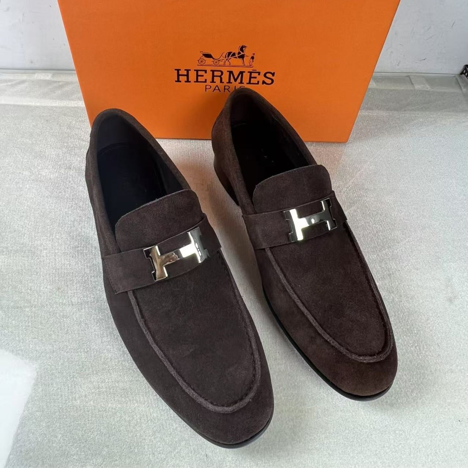 Hermes Paris Loafers Brown For Men