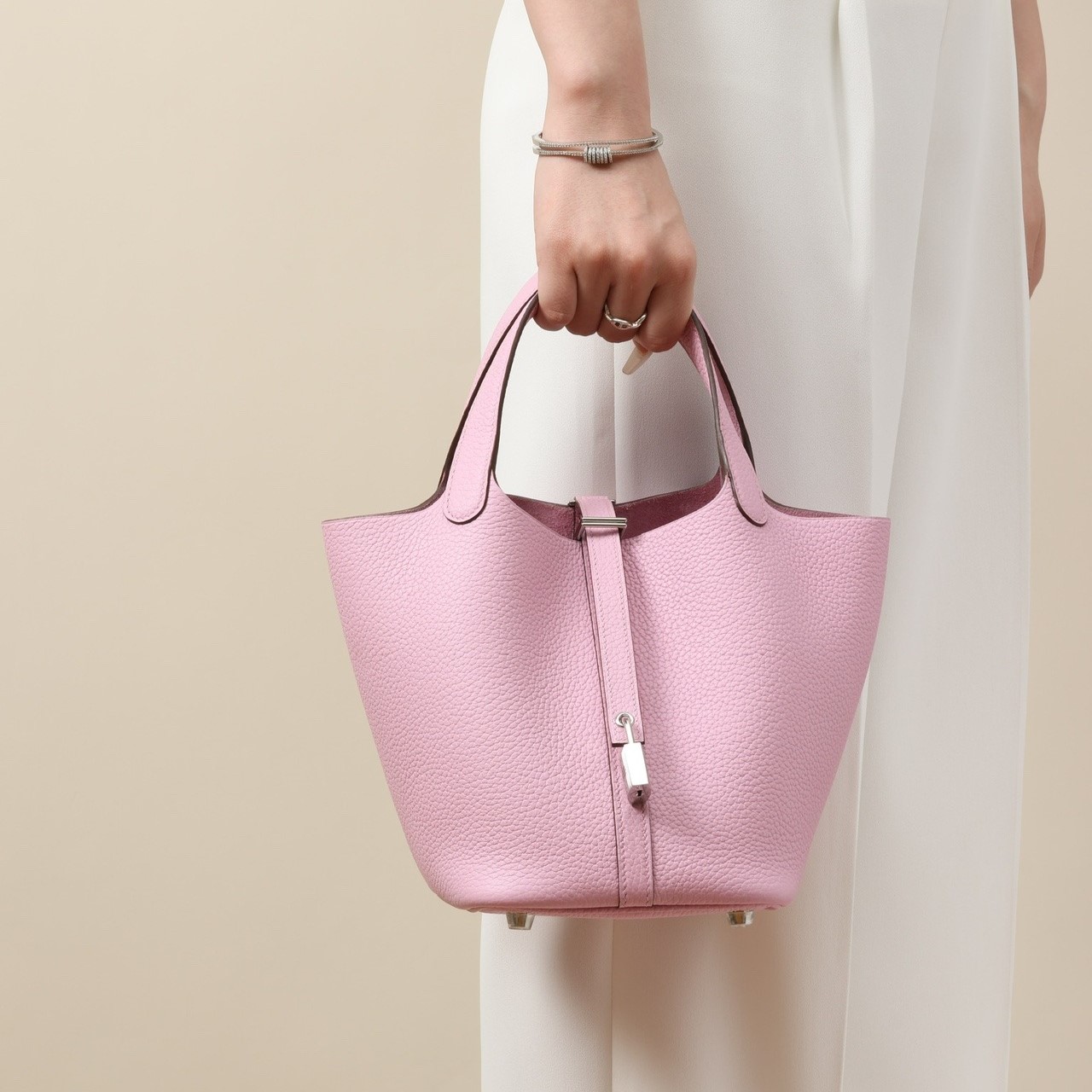 Hermes Picotin Lock 18 Bag 7.1in/ 18cm Rose Sakura Palladium Hardware For Women