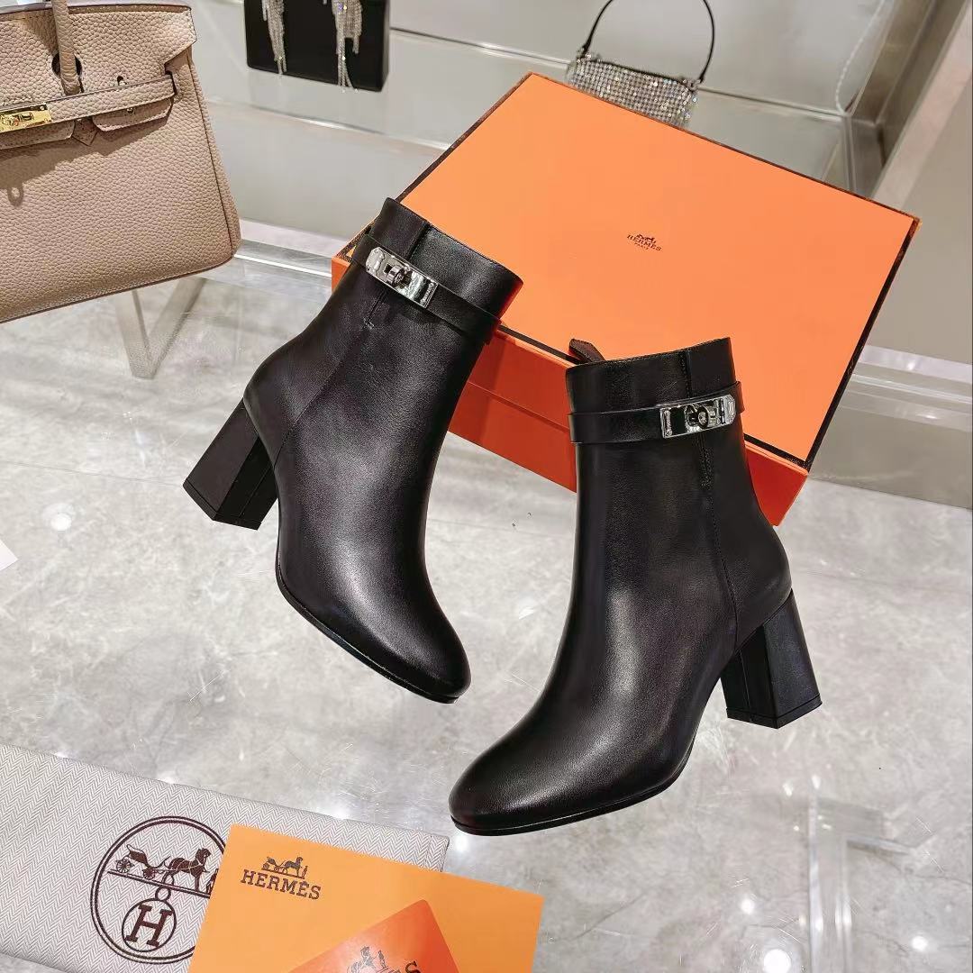 Hermes Saint Germain Ankle Boots Black For Women, Women's Shoes H182102Z 02360