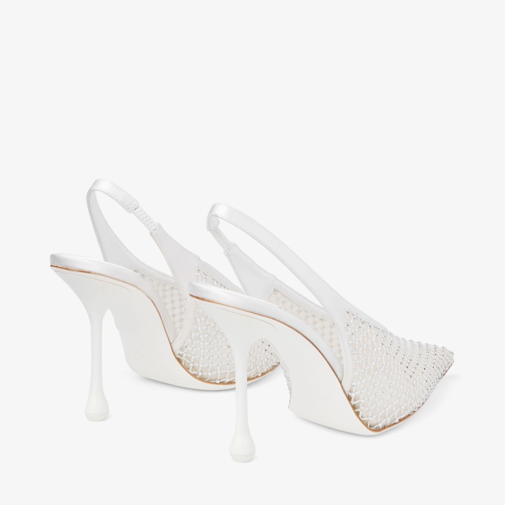 Jimmy Choo Isa 95 Crystal Mesh Pumps White For Women ISA95QHS