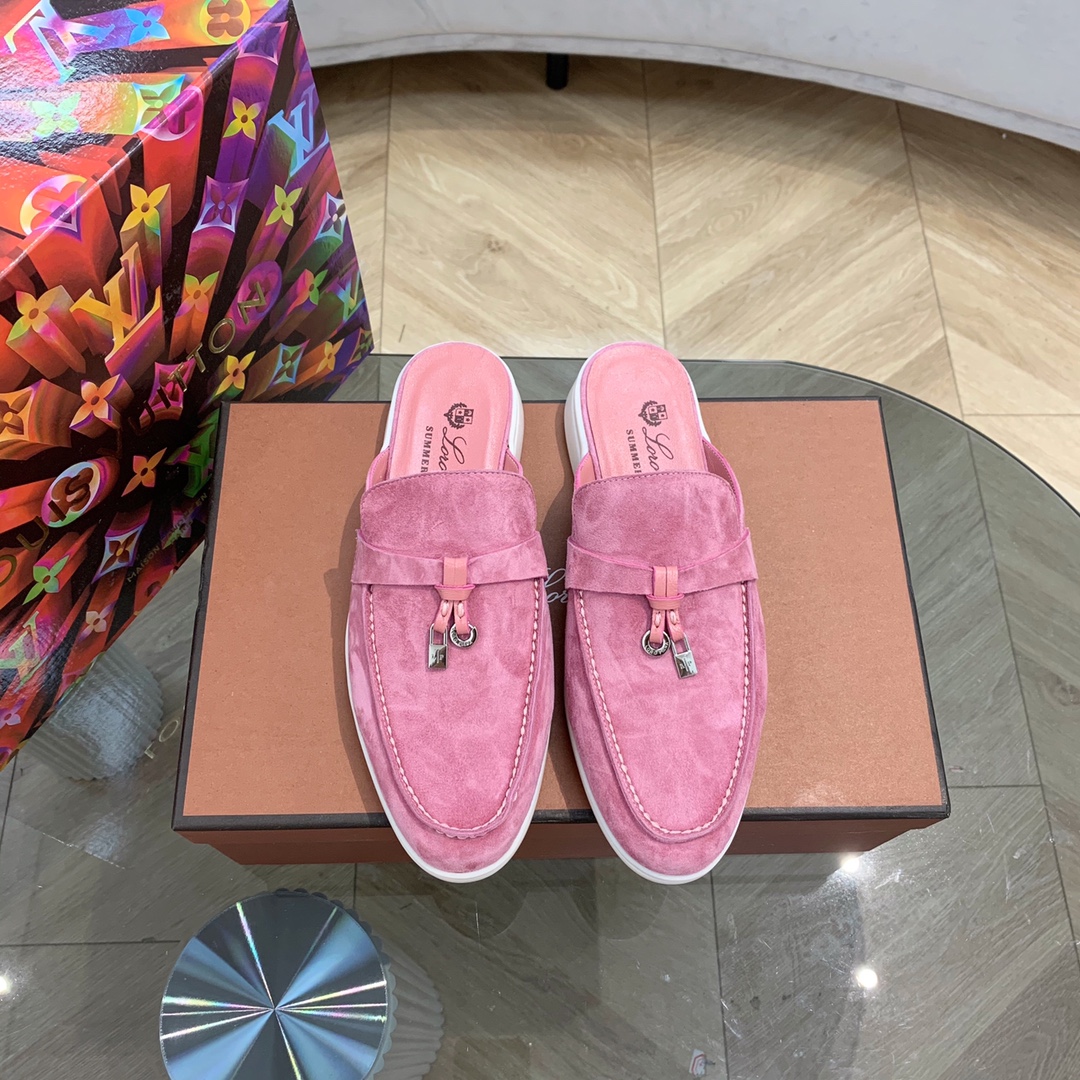 Loro Piana Babouche Charms Walk Loafers Wild Mauve For Women