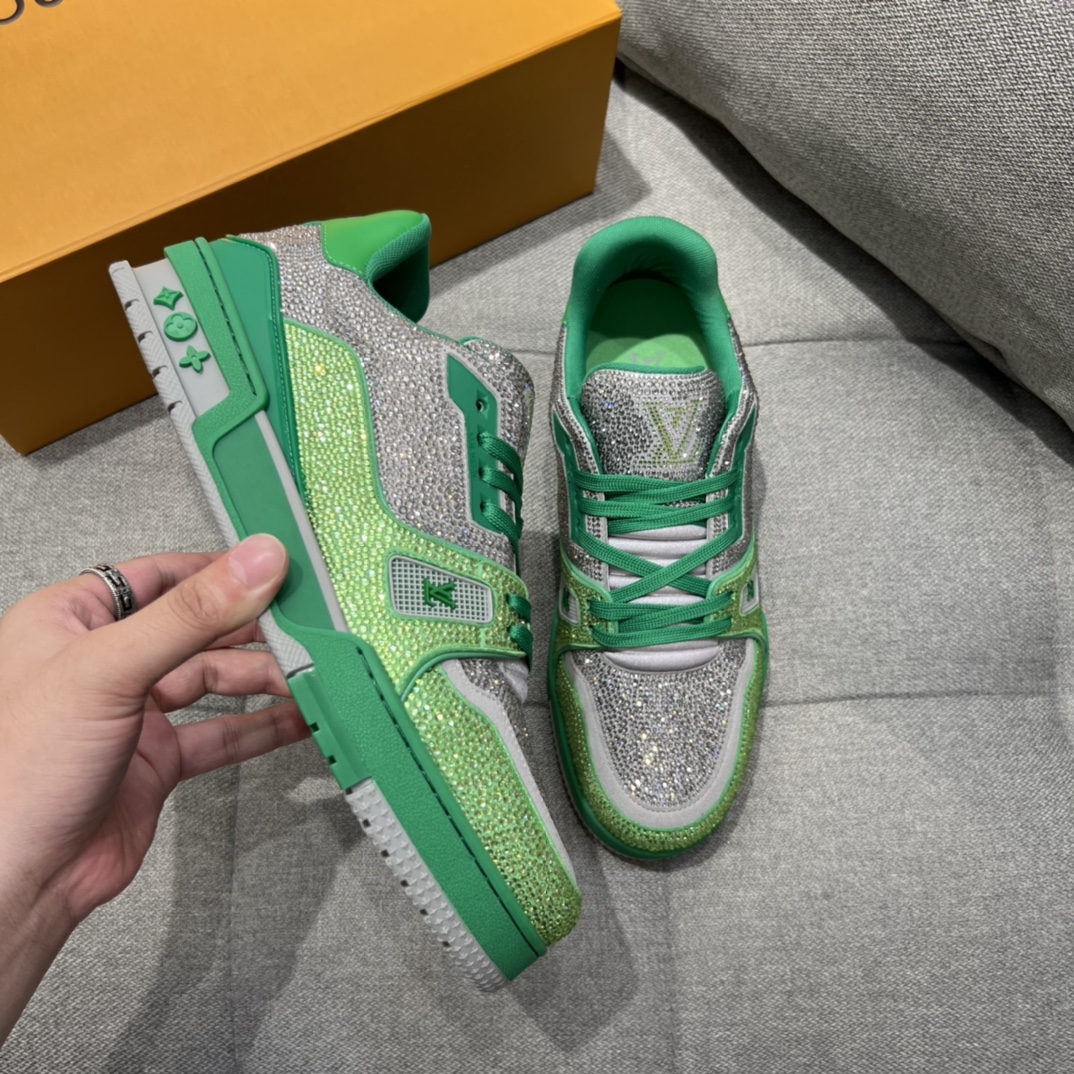 Louis Vuittion LV Trainer Sneaker Green For Men LV