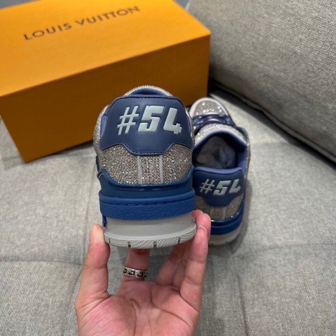 Louis Vuittion LV Trainer Sneaker Navy Blue For Men LV 1AA6QZ