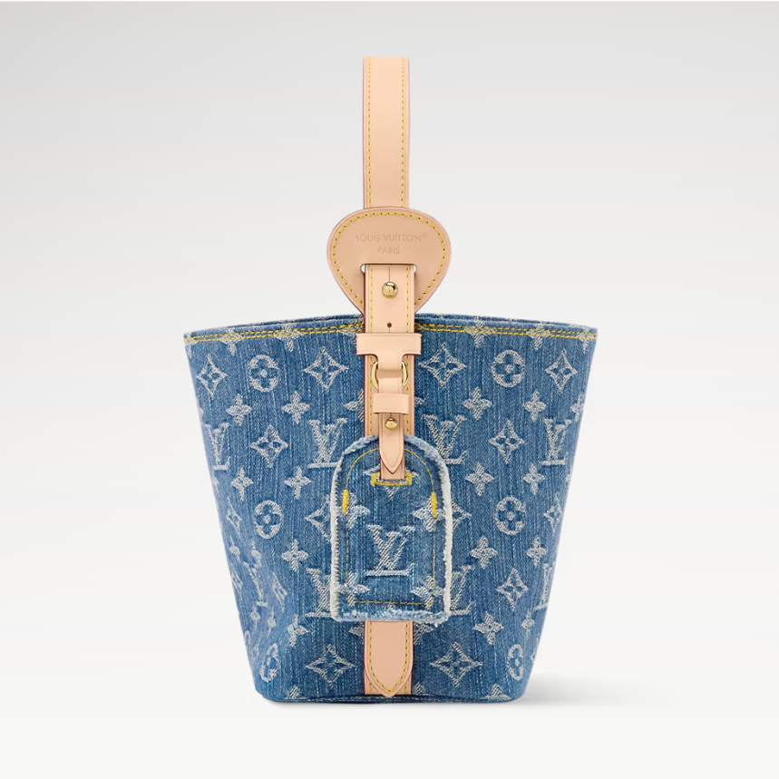 Louis Vuitton All In BB Bucket Bag 7.1in/ 18cm Blue Denim Gold Hardware For Women M28107