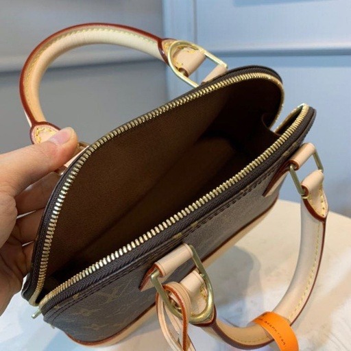 Louis Vuitton Alma BB Top Handle Bag 9.2in/ 23.5cm Brown Monogram Canvas Gold Hardware For Women M46990