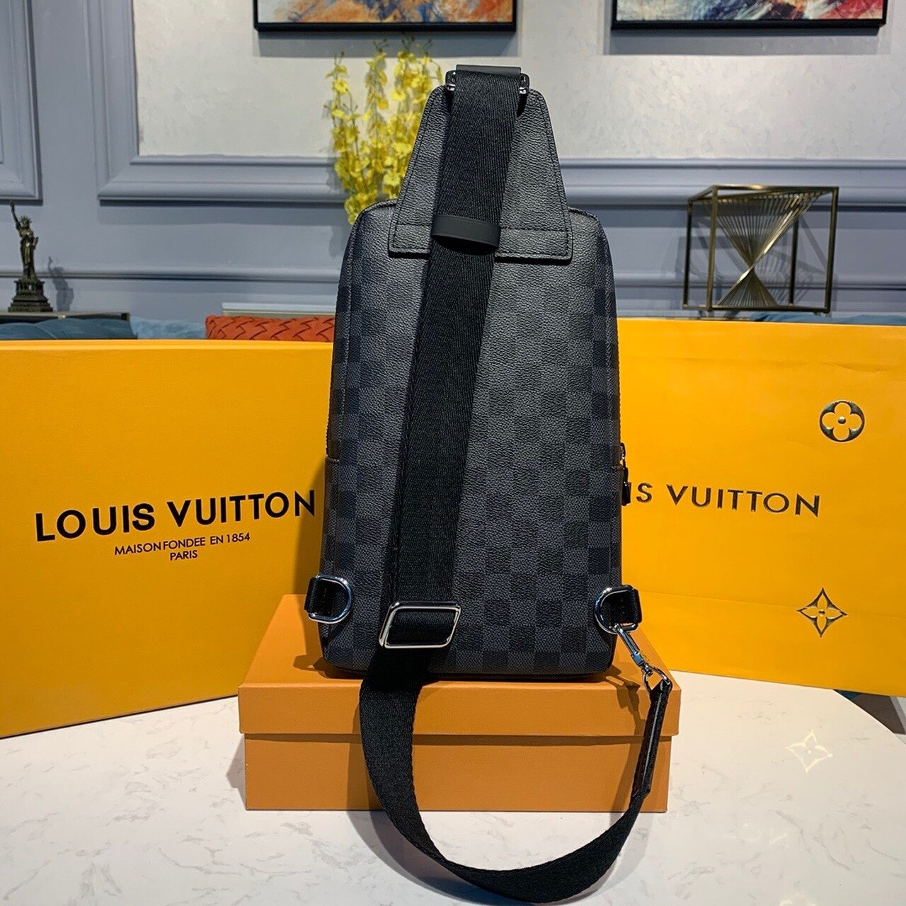 Louis Vuitton Avenue Sling Bag Damier Graphite Canvas For Men, Men's Bags, Shoulder And Crossbody Bags 12.2in/31cm LV N41719