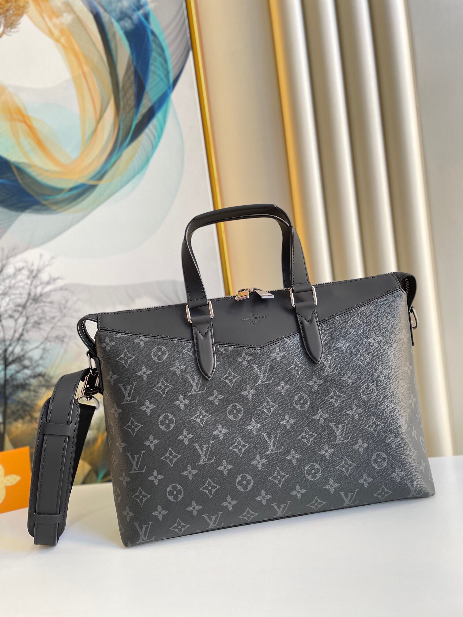 Louis Vuitton Briefcase Explorer Monogram Eclipse Canvas For Men, Men's Bags, Shoulder And Crossbody Bags 15.4in/39cm LV M40566