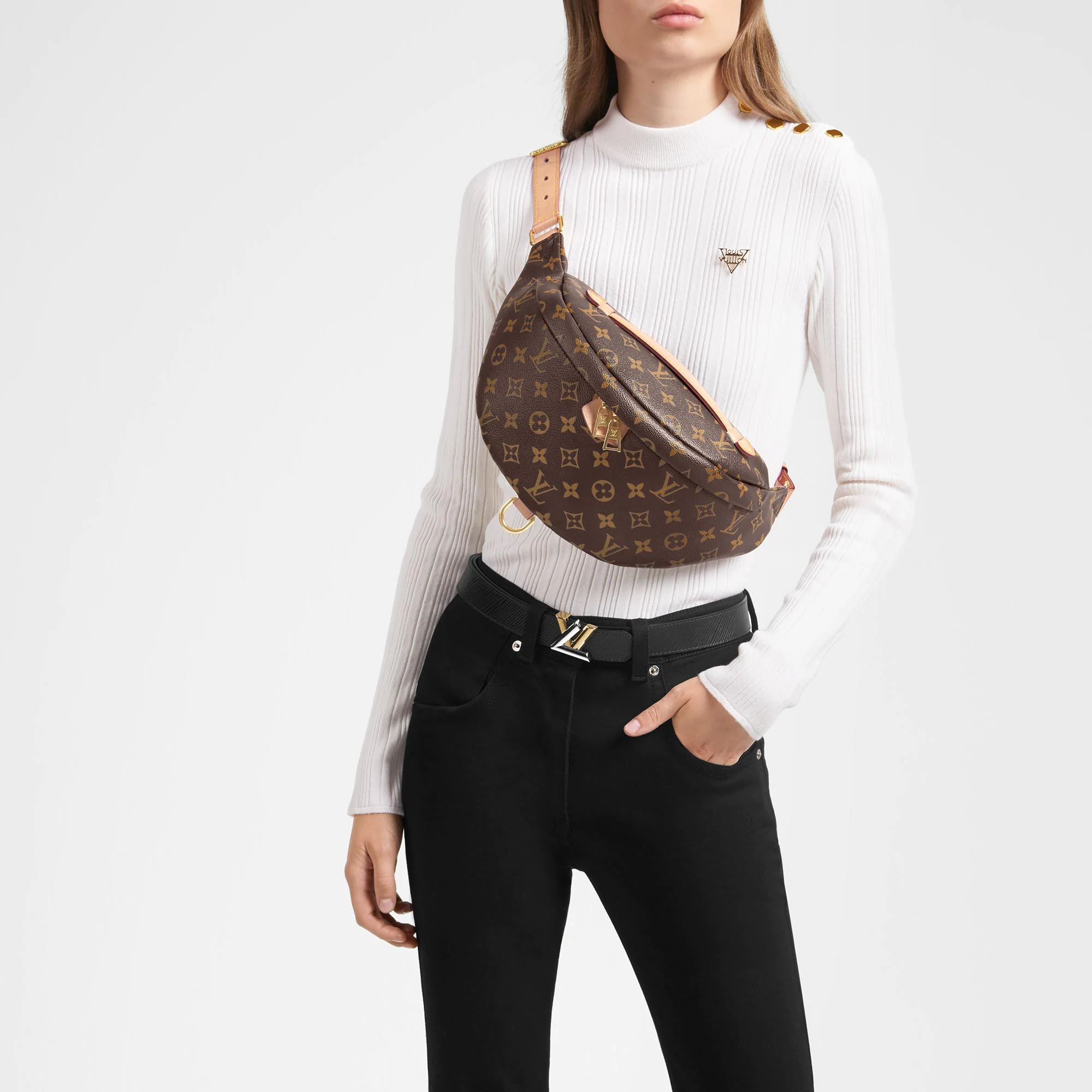 Louis Vuitton Bumbag 14.5in/ 37cm Brown Monogram Gold Hardware For Women M43644